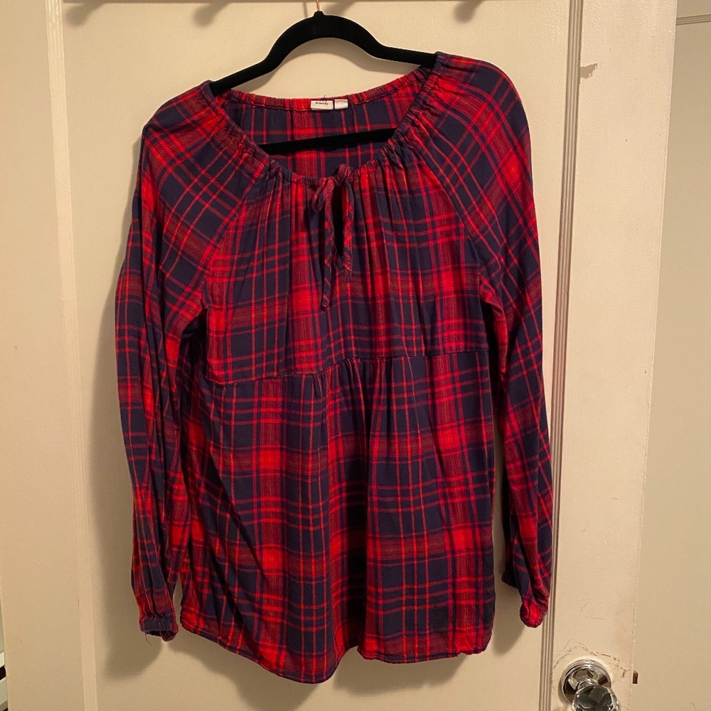 GAP W’s Flannel Tartan Blouse